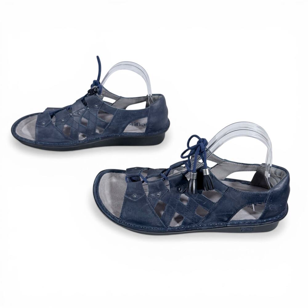 ⭐️Alegria Women's 41 US 10.5 to 11 Valerie Navy Blue Leather Lace-Up Sandals - Picture 2 of 10